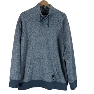 American Eagle Pullover Mens XL Gray Funnel Neck Herringbone Knit Cozy Casual